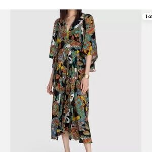 Johnny Was Gardenia Floral Silk Dress Size XL